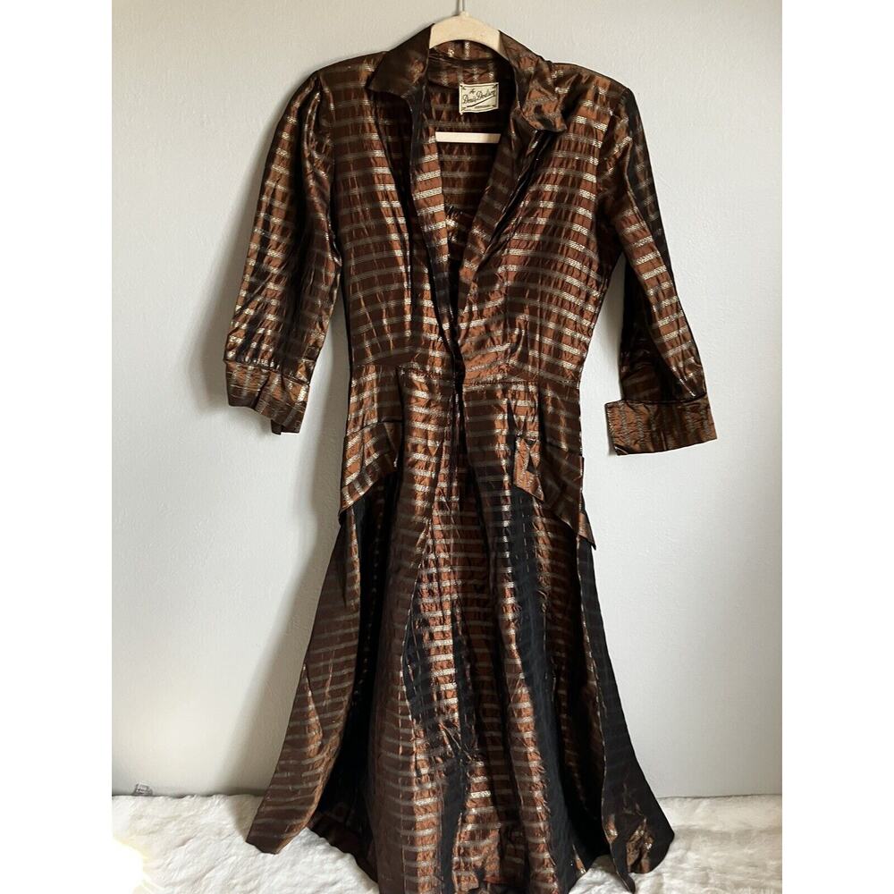 Doris Dodson Originals Womens Vintage 1940's Satin Button Front Dress VINTAGE